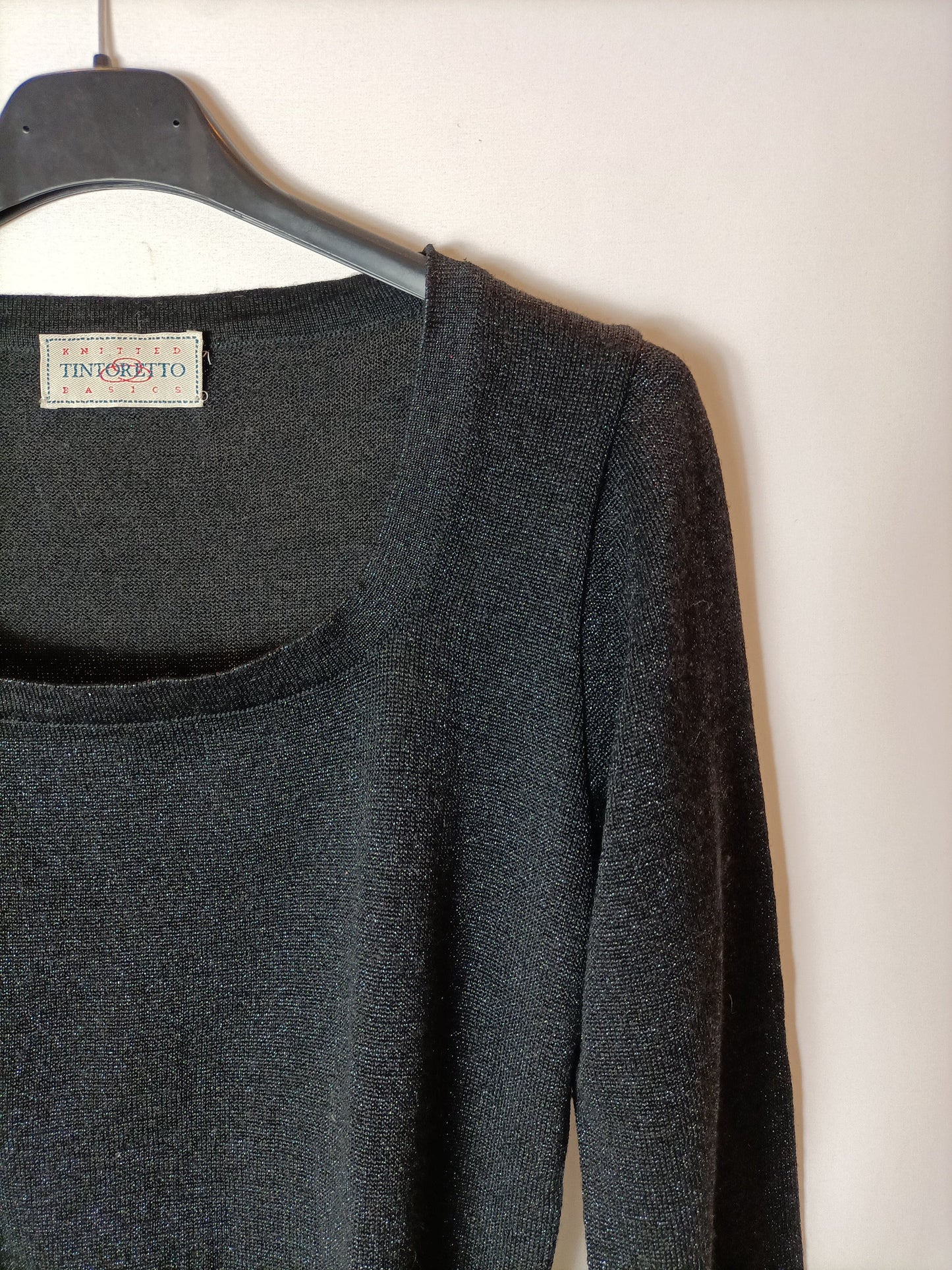 TINTORETTO. Jersey corto negro brillo. T S