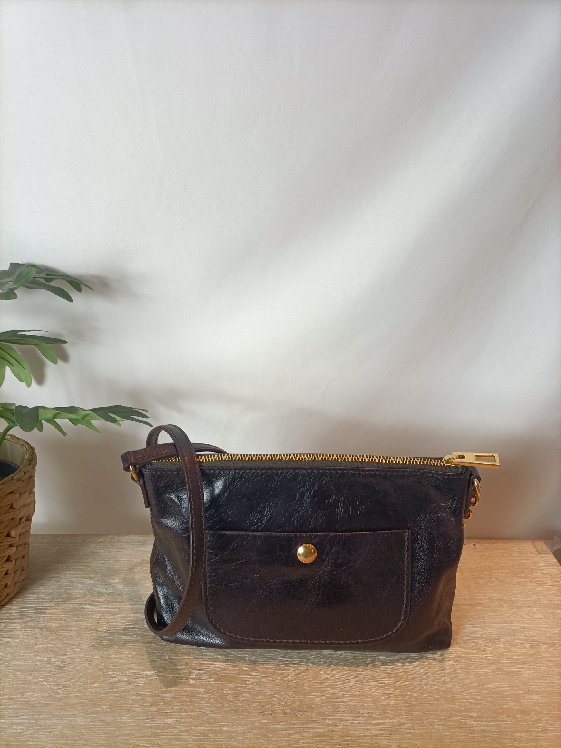 BIMBA Y Bolso piel negro cadena dorada – Hibuy market