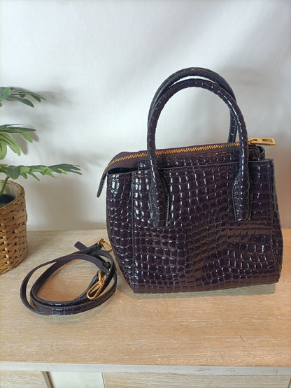 BIMBA Y LOLA. Bolso piel color berenjena oscuro