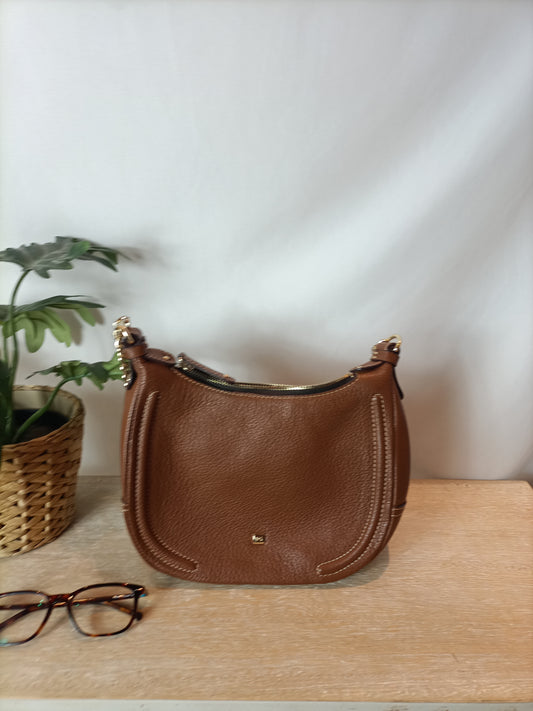 PURIFICACION GARCIA. Bolso piel asa corta camel.