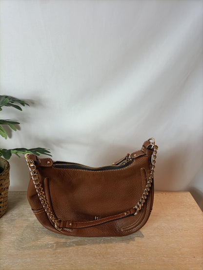 PURIFICACION GARCIA. Bolso piel asa corta camel.