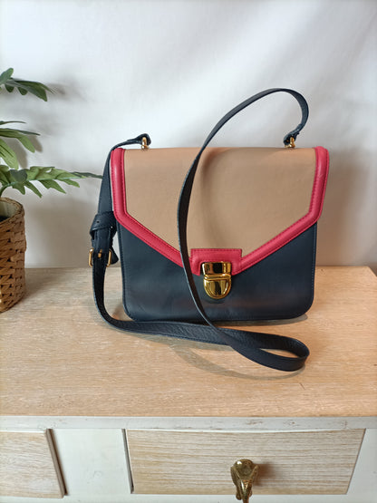 MASSIMO DUTTI. Bolso piel tricolor