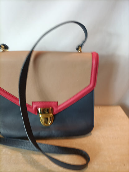 MASSIMO DUTTI. Bolso piel tricolor