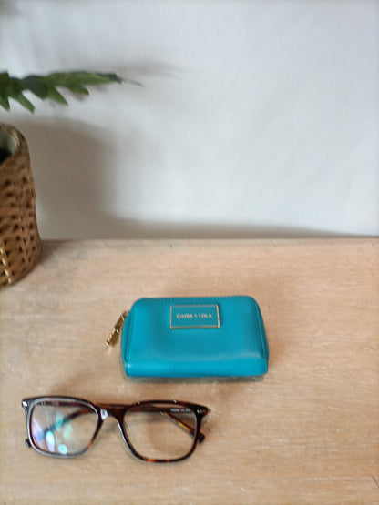 BIMBA Y LOLA. Mini monedero piel turquesa