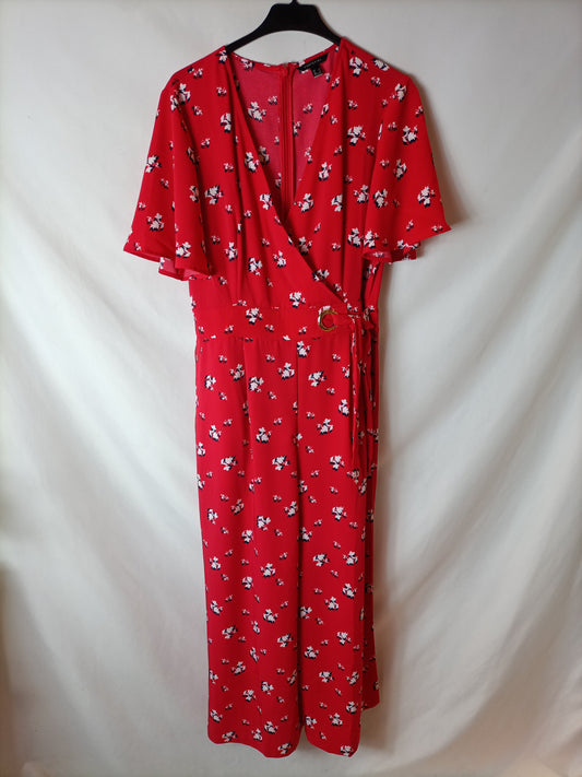 CORTEFIEL. Red printed jumpsuit. TM