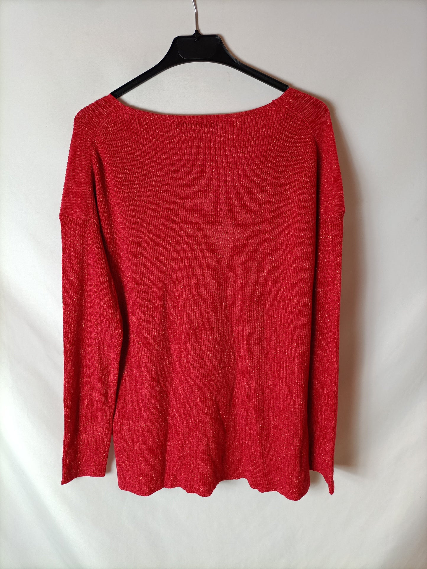 ONLY. Red sweater with gold threads. TL