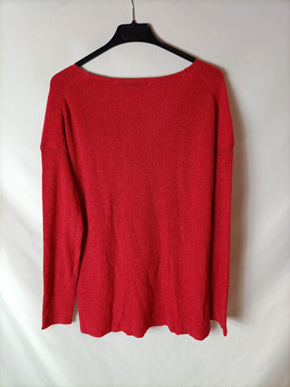 ONLY. Red sweater with gold threads. TL