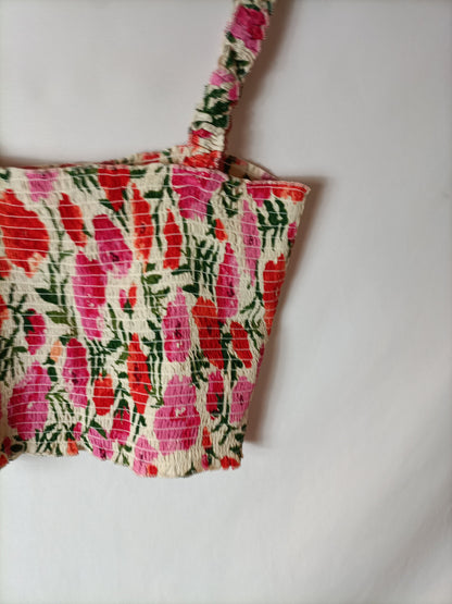 WILD PONY. Top flores nido abeja T.m