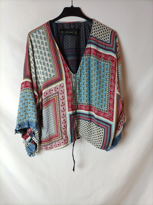 ZARA. Chaqueta/blusa estampada T.m