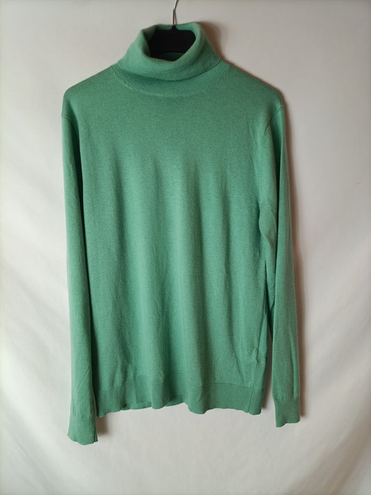 MASSIMO DUTTI. Aqua green turtleneck sweater. TM