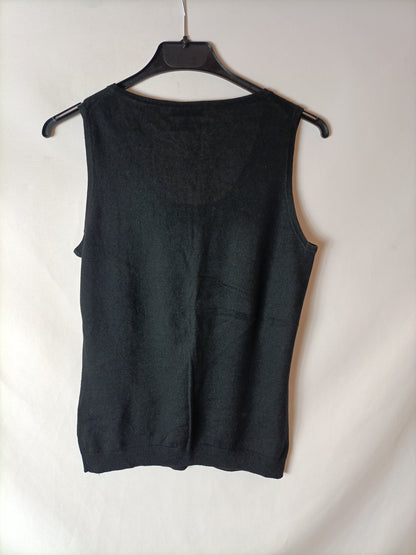 MASSIMO DUTTI. Top punto fino negro T.S