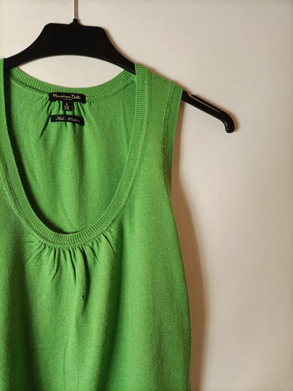 MASSIMO DUTTI. Top punto fino verde. T.S