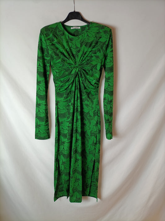 ZARA. Green printed midi dress. TS