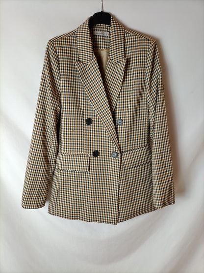 NEW COLLECTION. Double-breasted checked blazer. TM