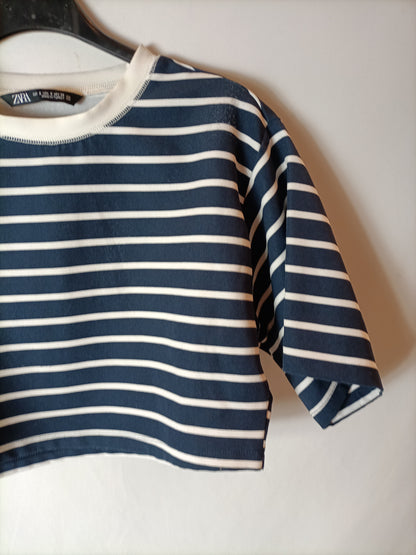 ZARA. Crop top rayas azules y blancas T.S (Tara)