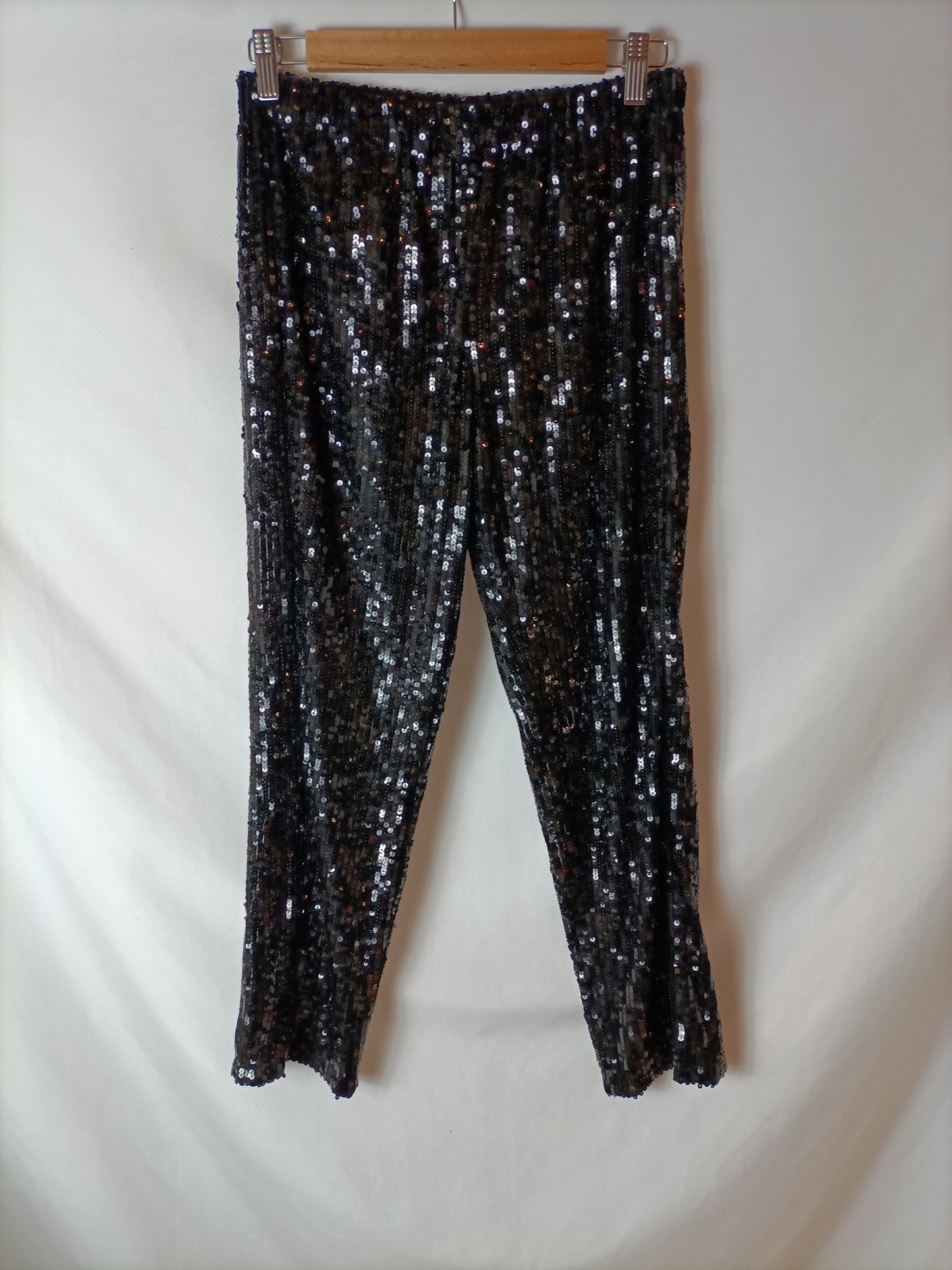 ZARA. Pantalones lentejuelas semitransparente. T S