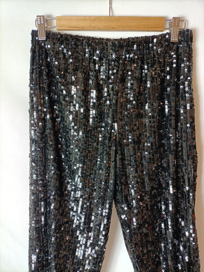 ZARA. Pantalones lentejuelas semitransparente. T S