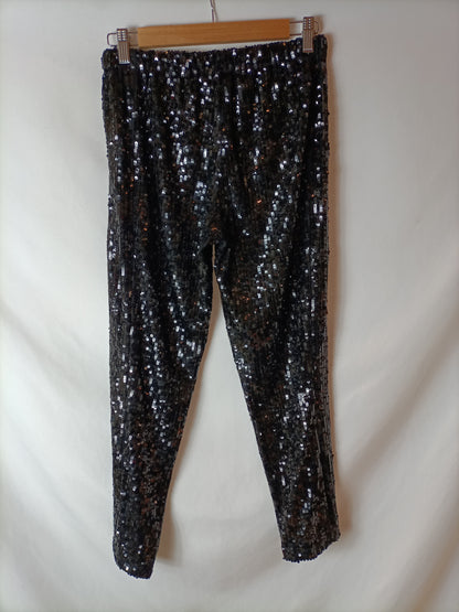 ZARA. Pantalones lentejuelas semitransparente. T S