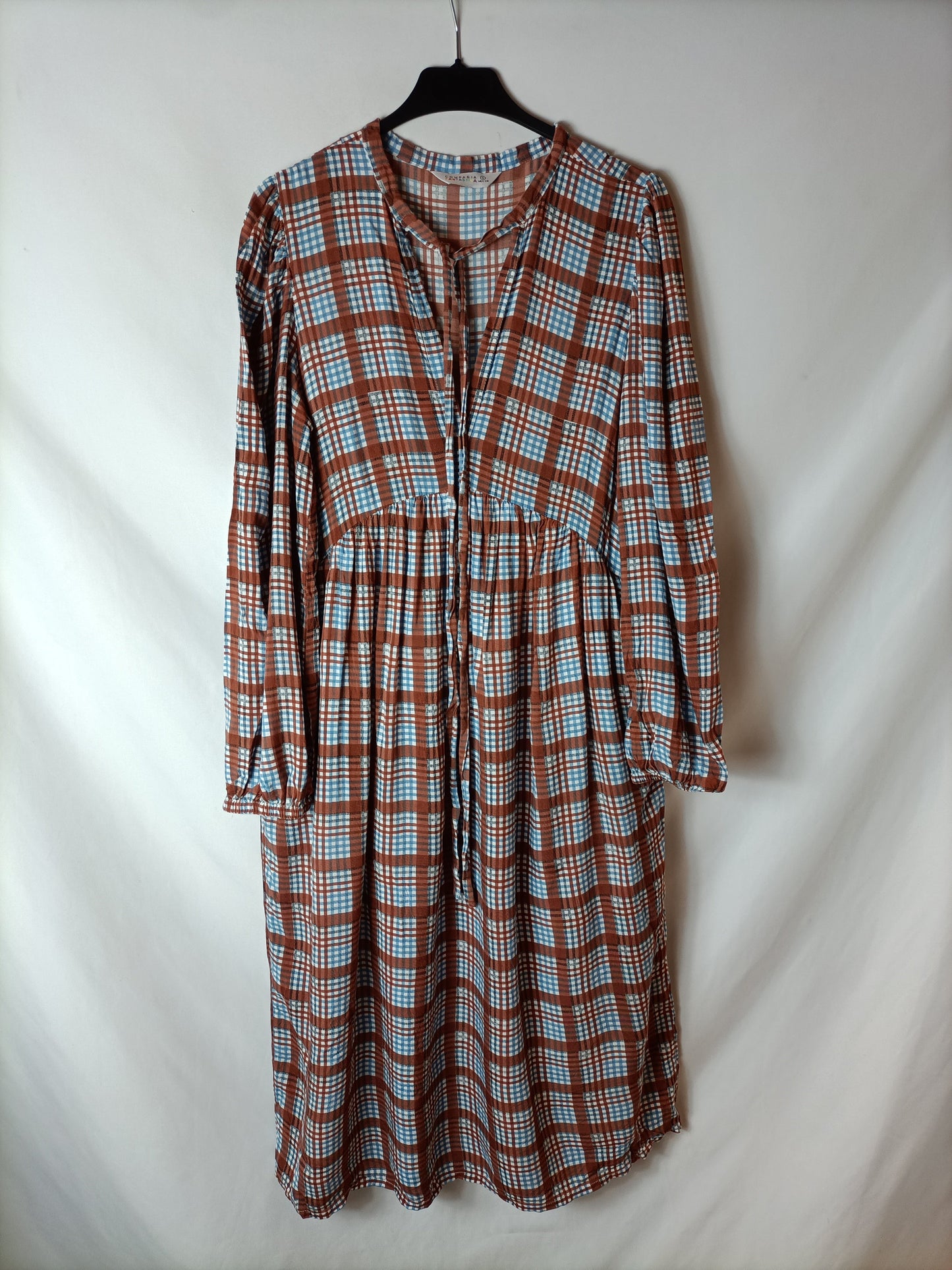 COMPAÑIA FANTASTICA. Vestido midi cuadros T.s
