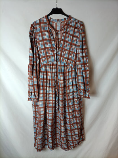 COMPAÑIA FANTASTICA. Vestido midi cuadros T.s