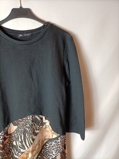 ZARA. Vestido midi doble textura T.s