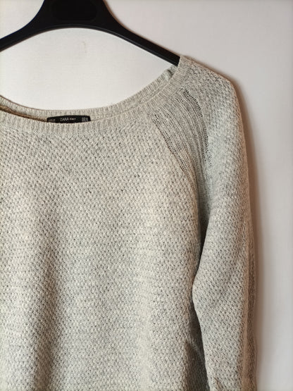 ZARA. Jersey gris claro. T M