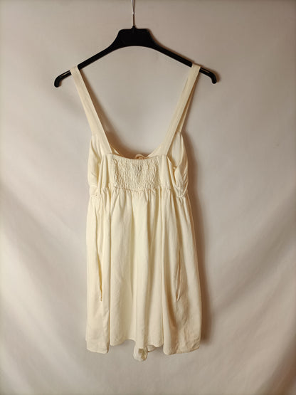 ZARA. Off-white dress-effect jumpsuit. Size XS