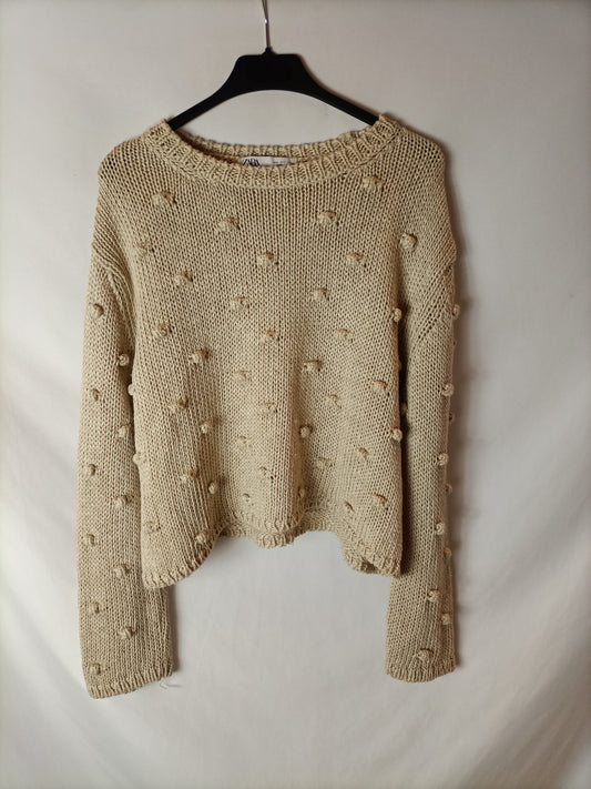 ZARA. Beige bodoque sweater. T.S.