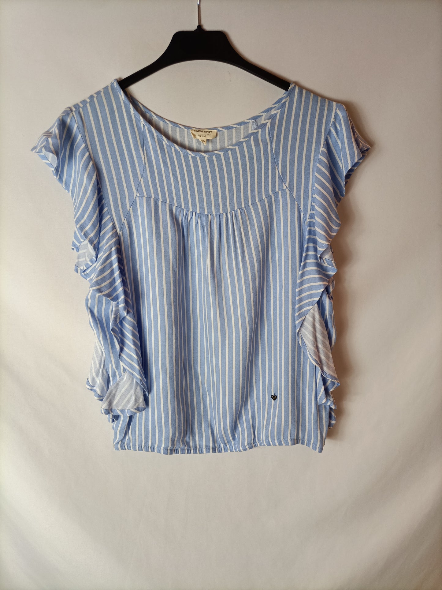 GREEN COAST. Top rayas volante. T XS
