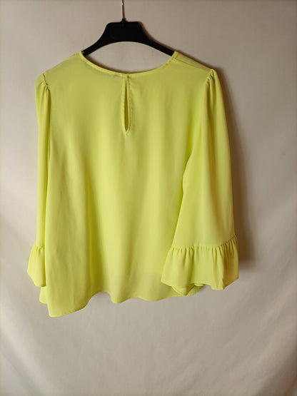 ZARA. Lime-colored semi-sheer blouse. Size XS