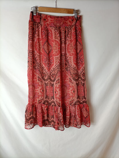 INTROPIA. Pink printed midi skirt Ts