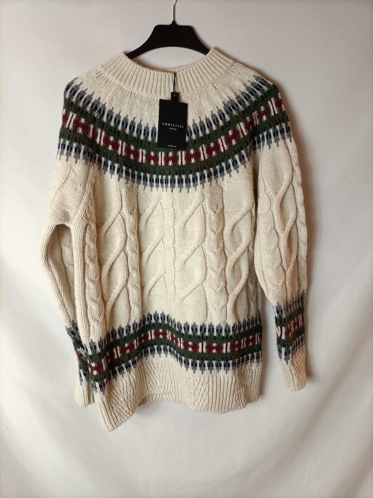 CORTEFIEL. Jersey beige dibujo T.m