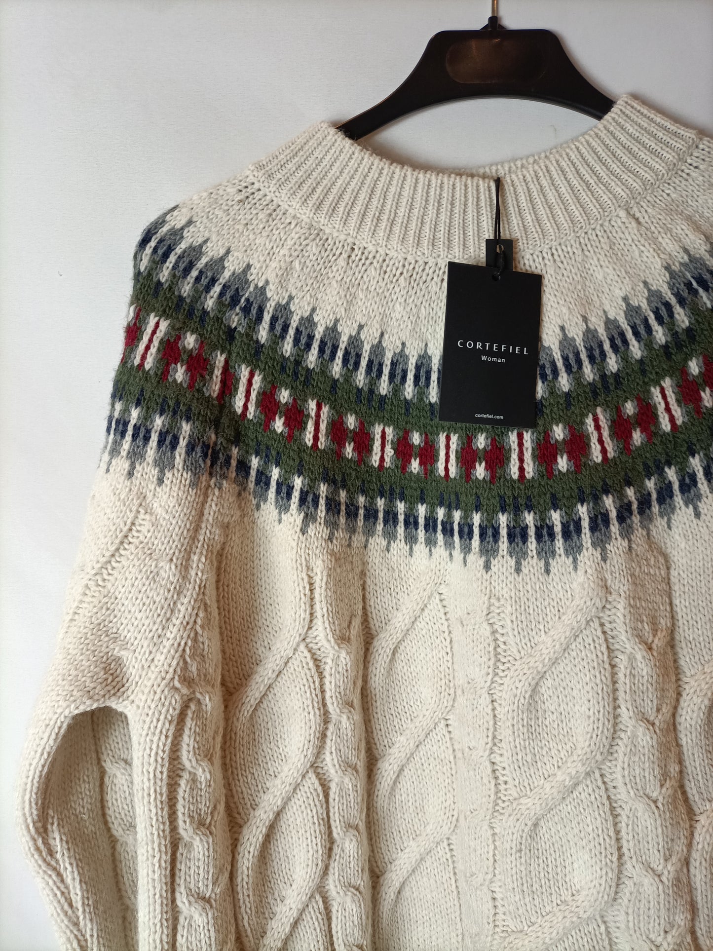 CORTEFIEL. Jersey beige dibujo T.m