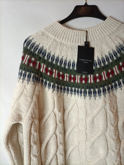 CORTEFIEL. Jersey beige dibujo T.m