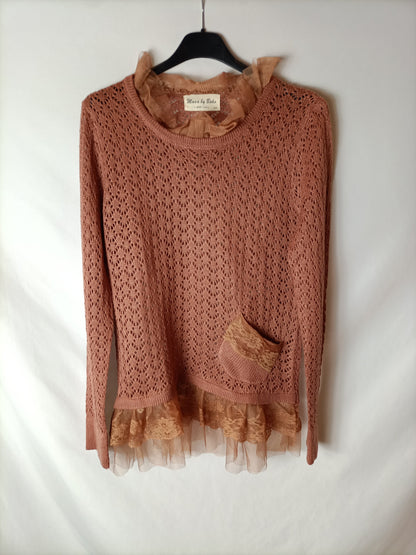 MUSA BY BOHO. Jersey punto abierto malva. T S/M