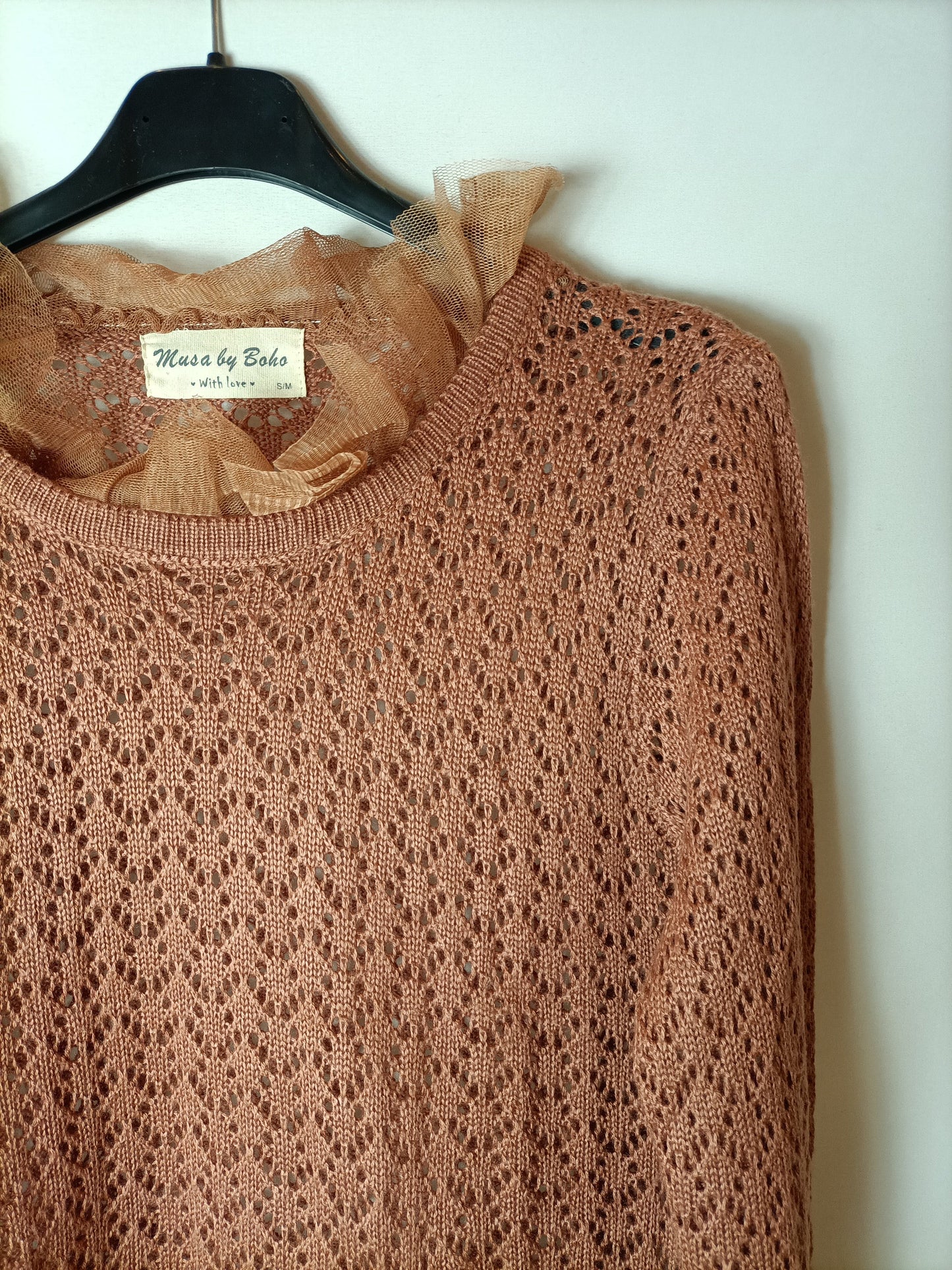 MUSA BY BOHO. Jersey punto abierto malva. T S/M