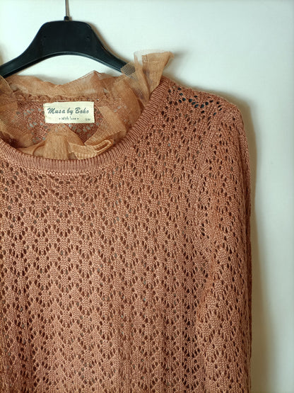 MUSA BY BOHO. Jersey punto abierto malva. T S/M