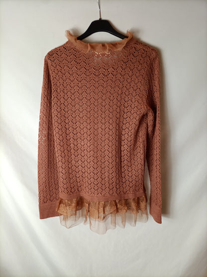 MUSA BY BOHO. Jersey punto abierto malva. T S/M