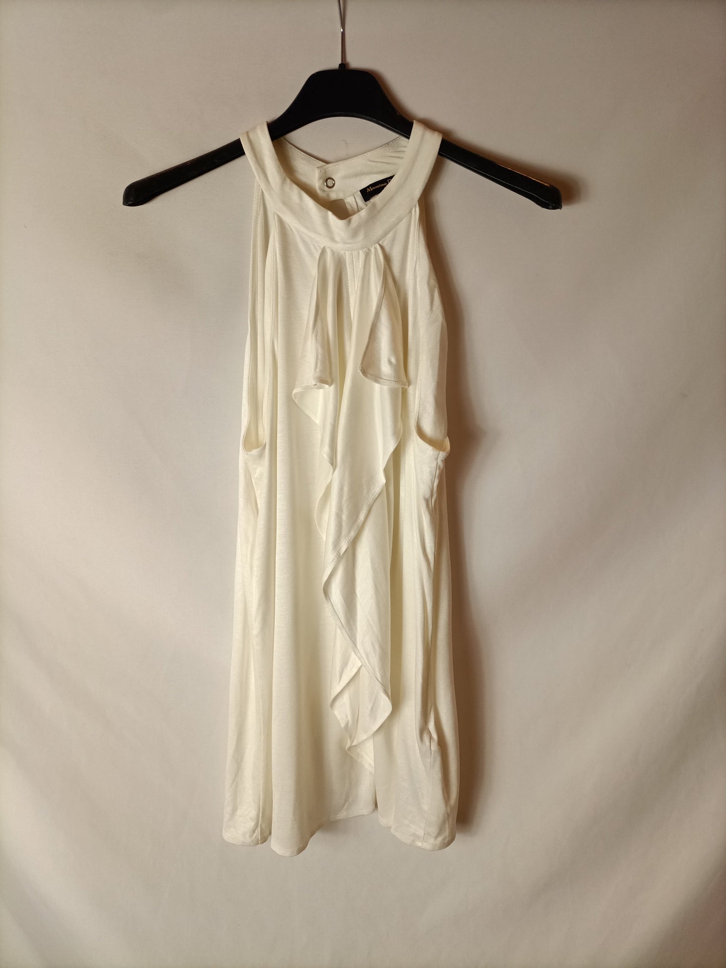 MASSIMO DUTTI. Top cuello halter blanco roto. T M