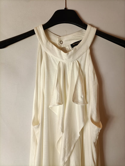 MASSIMO DUTTI. Top cuello halter blanco roto. T M