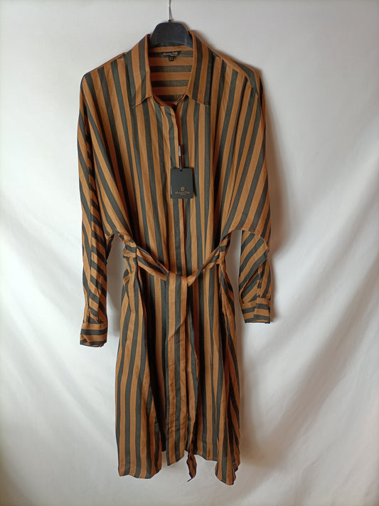 MASSIMO DUTTI. Long striped shirt dress. Size 38