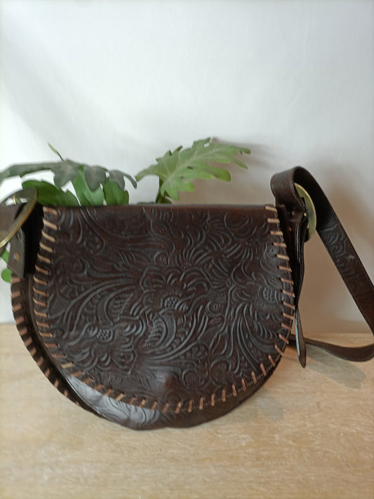 ZARA. Bolso marrón piel Vintage