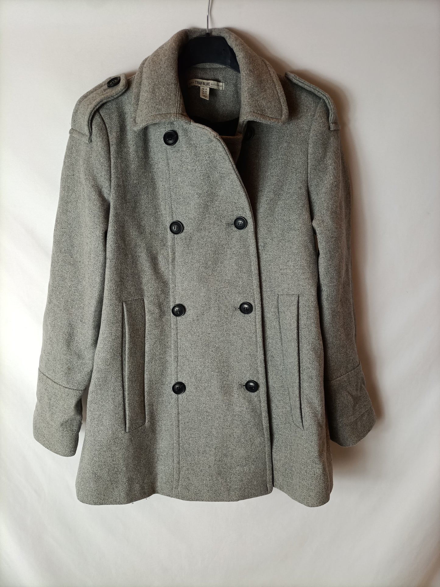 ZARA. Abrigo paño gris . T XS