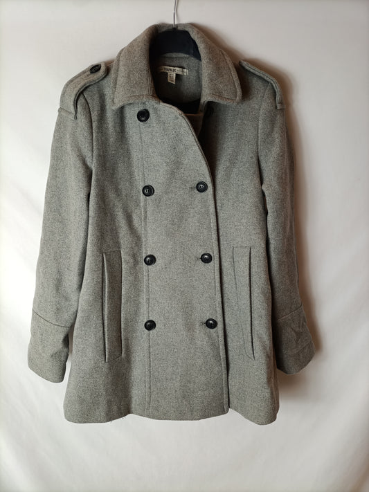 ZARA. Abrigo paño gris . T XS