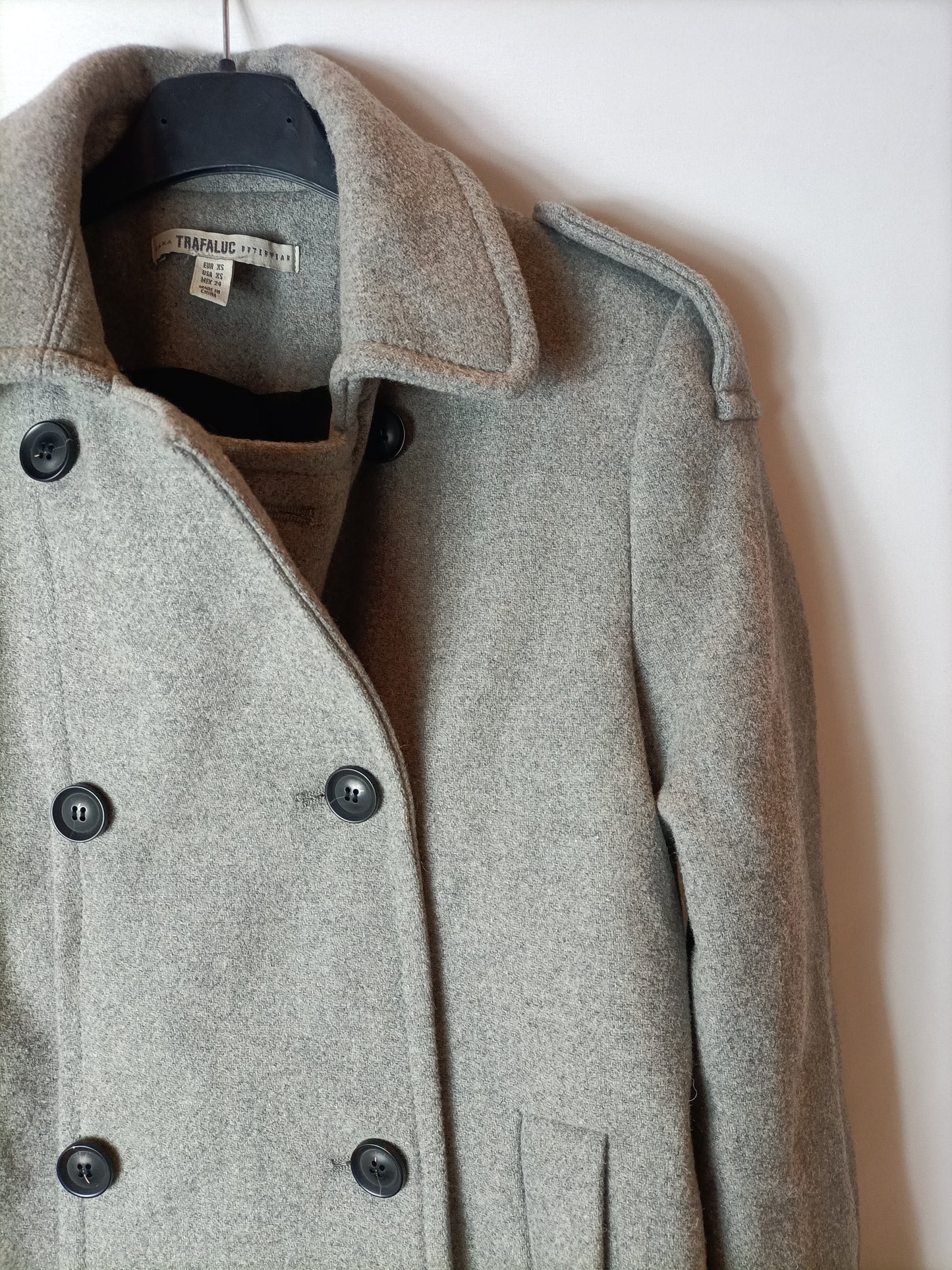 ZARA. Abrigo paño gris . T XS