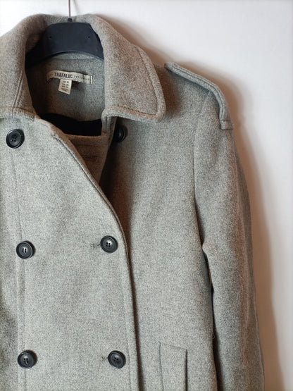 ZARA. Abrigo paño gris . T XS