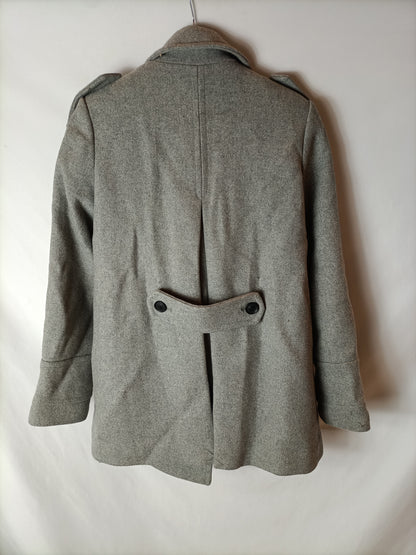 ZARA. Abrigo paño gris . T XS