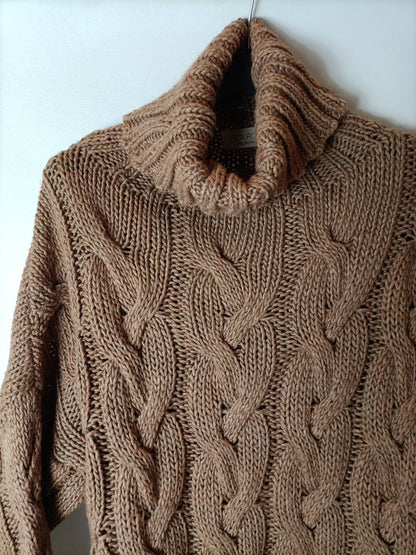 RITA ROS. Jersey marrón claro ochos. T S/M