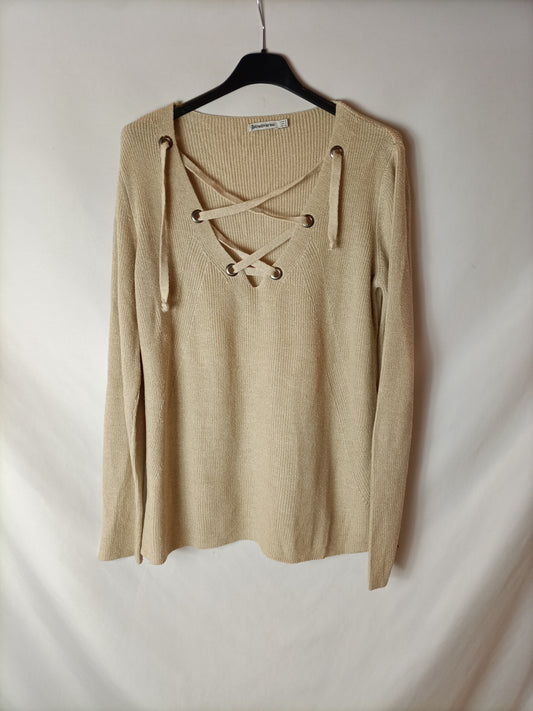 STRADIVARIUS. Jersey beige lazada. T  S