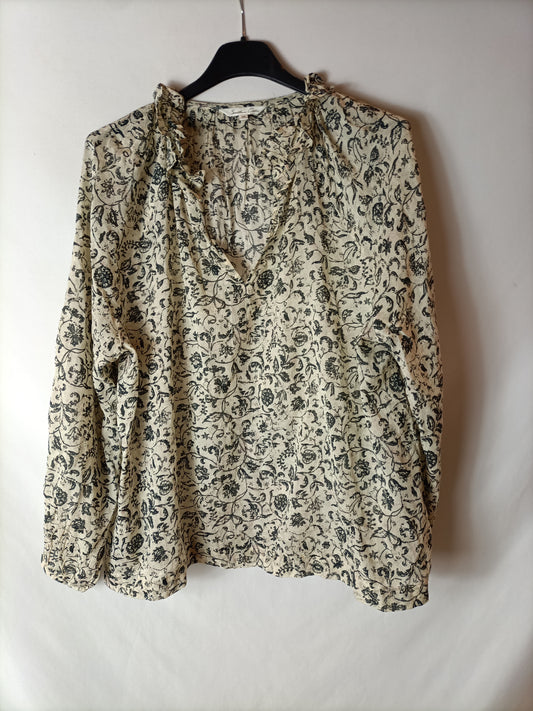 SOUTHERN COTTON. Beige flower blouse Tm